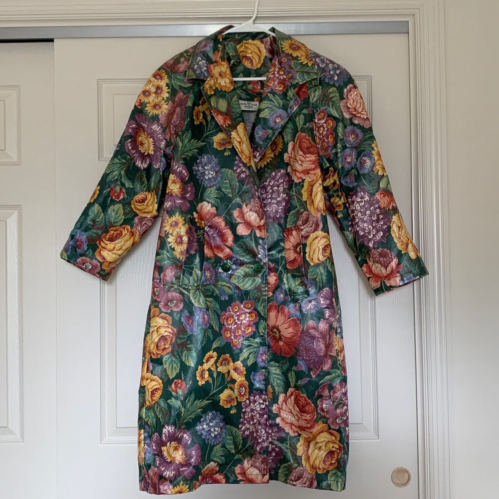 Vintage 90’s Nordic House Designs Floral Cotton Raincoat Women’s M